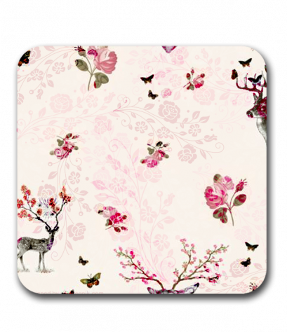 ที่รองแก้วน้ำ Deer pattern MDF Square coaster